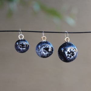 Handmade Lampwork Glass Blueberry Bead Charm: Silver/Gold Filled Loop
