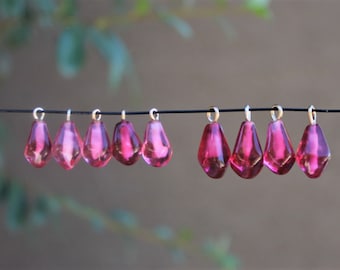 Glass Pomegranate Fruit Seed Charm - ONE  Handmade Life Size Pink Red Murano Glass for jewelry, wedding favors, Granatum