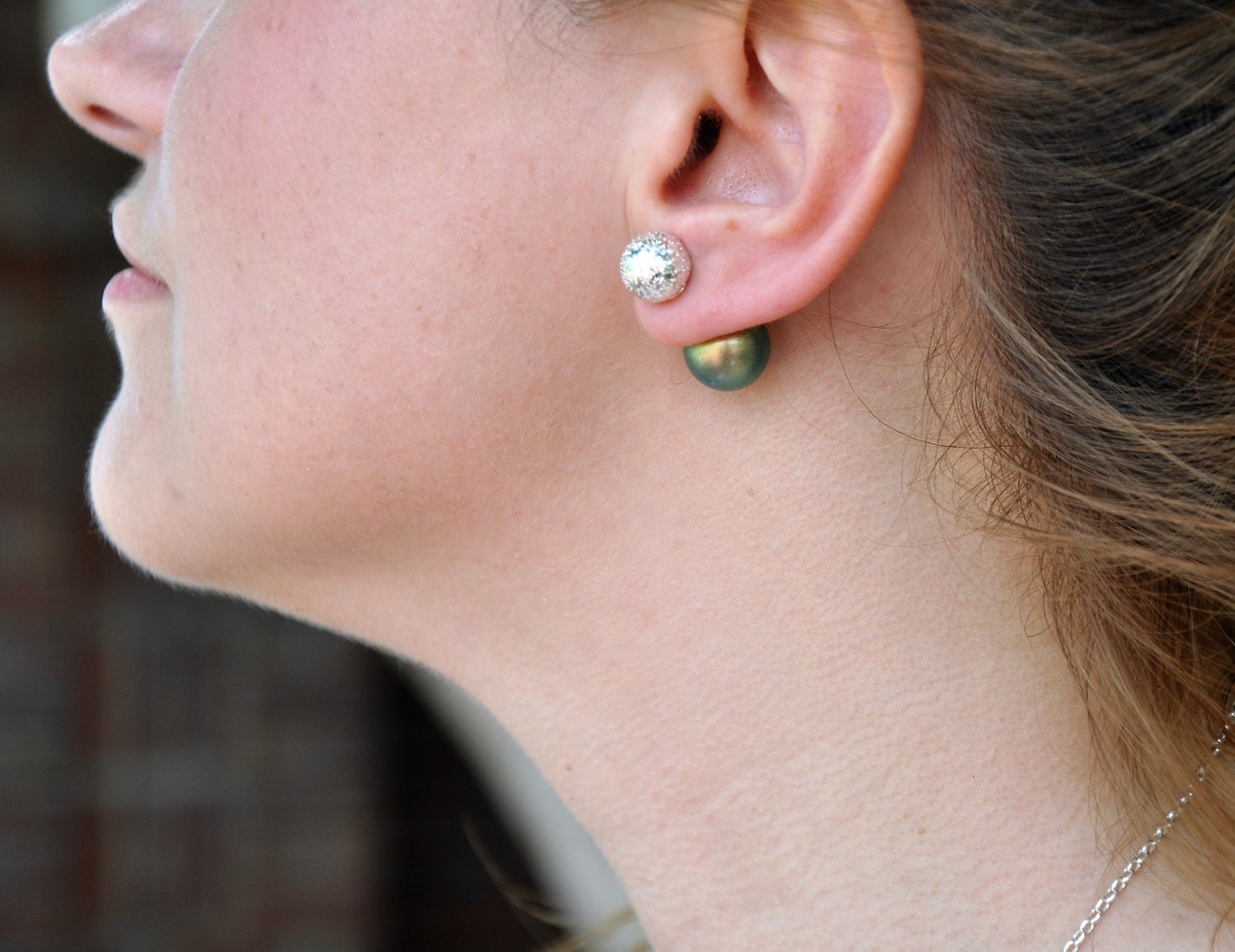 Double ball pearl stud earrings Swarovski pearl silver stud Etsy