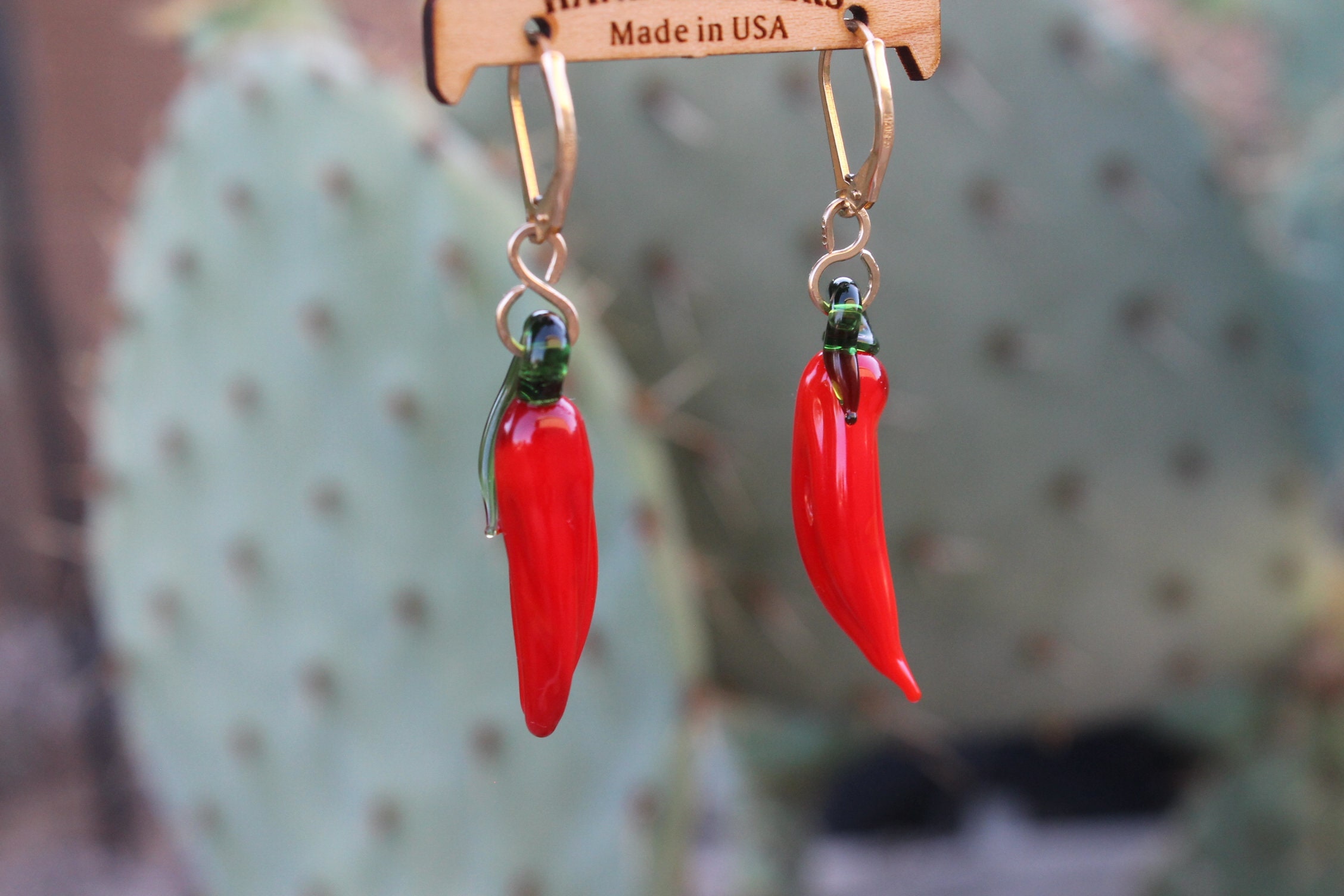 Glass Red Hot Chili Pepper Chain Necklace 14k Gold Filled Etsy