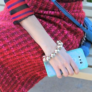 Sterling Silver Chunky Bead Ball Bracelet: Classic .925 Silver