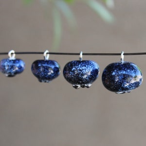 Handmade Glass Blueberry Bead Charm w/ Silver or Gold Filled - ONE Lampwork Glass Blueberry Dainty Fertility Gift