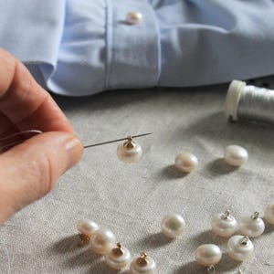 Real Pearl Shank Button, ONE White Freshwater Pearls for Sewing, Knitting, Jewelry Charm, Natural Pearls 9, 10, 11 mm for Craft