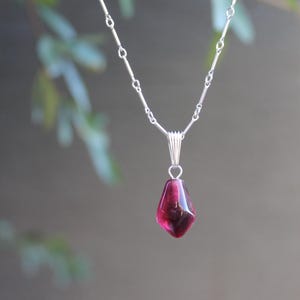 Handmade Wine Color Murano Glass Pomegranate Seed Charm: Sterling Silver or Gold Filled