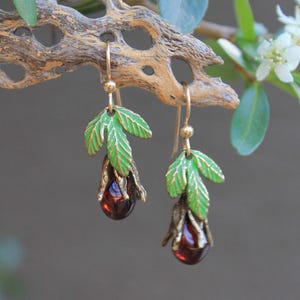 Handmade Pomegranate Seed Earrings: Deep Red Italian Glass, 14k Gold Filled