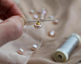 Real Freshwater Pink Peach Pearl Shank Buttons for Sewing, Knitting, Crochet DIY Craft