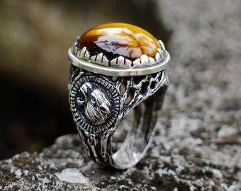 Mens Ring "Sumatra" | Tiger ring | Tigers eye ring | Animal ring | Mens jewelry | Rings for men | Statement ring | Mens rings | Unique rings