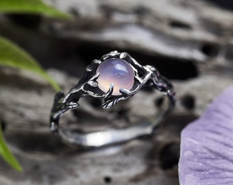 Rosenquarz Verlobungsring für Frauen | Rosa Edelstein Ring | Antiker Rosenquarz Ring | Vintage Ring für Sie | Natur Blumen Ring