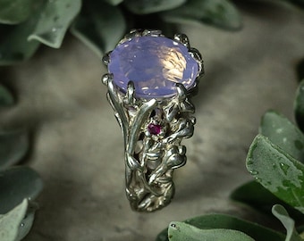 Lavender Quartz Ring | Sterling Silver Promise Ring | Boho Wedding Ring | Chunky Purple Stone Ring | Large Cocktail Ring | Witchy Ring