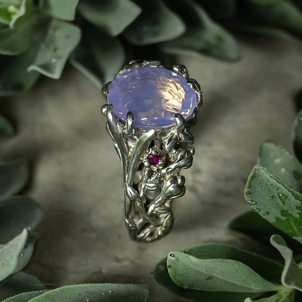 Lavender Quartz Ring | Sterling Silver Promise Ring | Boho Wedding Ring | Chunky Purple Stone Ring | Large Cocktail Ring | Witchy Ring