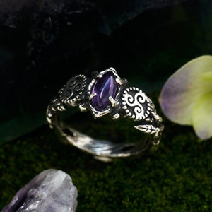Amethyst Celtic Ring Triskelion Boho Ring Purple Gemstone Ring February Birthstone Ring Irish Triskele Ring Sterling Silver image 5