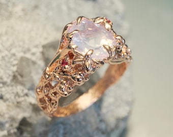 Lavender Quartz 14k Rose Gold Ring | Fine Wedding Womens Jewelry | Gold Promise Ruby Engagement Chunky Large Gemstone Purple Stone Ring