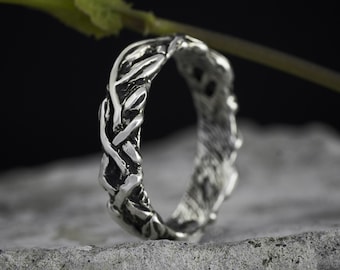 Mens Wedding Band "Louise" | Sterling silver ring for men  | Men's wedding ring | Wedding jewelry | Twig ring silver | Mens ring