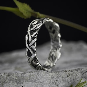 Herrenring ""Louise"" | Sterling Silber Herrenring | Herren Ehering | Hochzeitsschmuck | Zweig Ring silber | Herrenring
