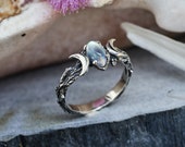 Moonstone Ring Soma Sterling Silver Moon Ring Moonstone Jewelry Celestial Ring Celestial Jewelry Triple Moon Phase Ring