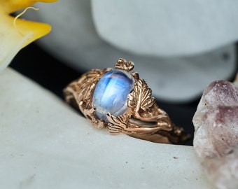 Rose Gold Moonstone Engagement Ring "Daisy" | Rose gold ring for women  | Moonstone jewelry | Moonstone ring  | Gold engagement ring |