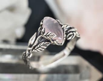 Rose Quartz Ring for women "Romy" | Rose Quartz Jewelry | Women rings | Flower ring | Vintage Ring | Unique Rose Quartz Engagement ring