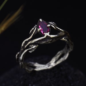 Pink Tourmaline Ring "Carmen" | Engagement ring | Rose stone ring | Rings for women | Gothic ring | Twig ring | Vintage ring | Silver ring