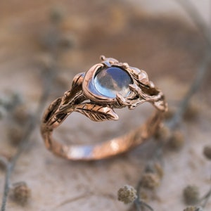 Moonstone engagement ring “Luna” | Moon Ring | Moon wedding ring| 14K Rose Gold Ring| Engagement Gold Ring| Celestial Ring | Moon Phase Ring