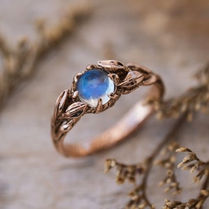 Gold Moonstone Ring  “Louise” | Moonstone Engagement Ring Gold | 14K Rose Gold Ring | Rose Gold Engagement Ring | Moonstone Jewelry