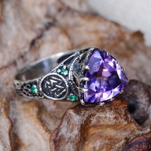 Nordic ring "Portal" | Viking jewelry for Women | Norse ring for women | Women’s Viking ring | Norse Engagement ring | Celtic Amethyst ring