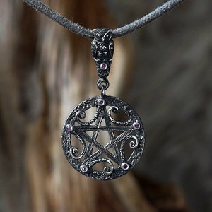 Pentagram Pendant "Morrigan" | Owl pendant  | Witch jewelry | Pentagram necklace for women | Amethyst necklace | Wiccan pendant
