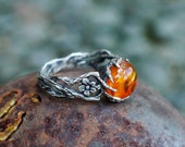 Amber Ring quot May quot , antique ring, womens rings, flower ring, sterling silver ring boho jewelry, bohemian ring