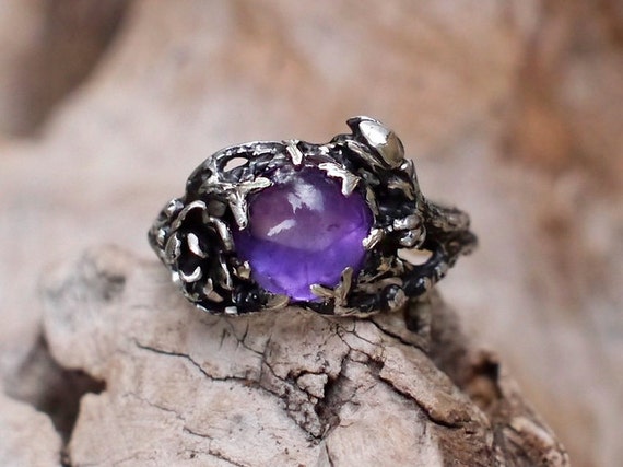 RUMI -Rose Quartz, Amethyst and Moonstone Ring -NEW