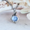 Rainbow Moonstone Necklace For Women "Luna" | Minimalist Necklace Silver | Flower Necklace | Celestial Necklace Moon pendant | Moon necklace product logo