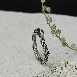 Ehering für Frauen Mona Eheringe für Frauen Damen Ehering Sterling Silber Ring für Sie Zweigring Blumen Ring Bild 4
