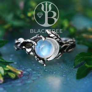 Moonstone Engagement Ring “Luna” | Whimsical Fantasy Jewelry | Moonstone ring | Moon Silver Wedding Vintage Ring | Moon Phase Women's Ring