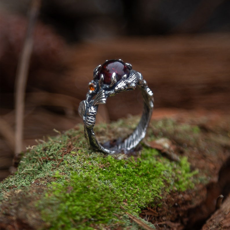 Bernstein Ring Silber Verlobungsring Bernsteinschmuck Natur inspiriert Versprechen Ring Zweig Ehering Eichhörnchen Jahrestag Ring Bild 5