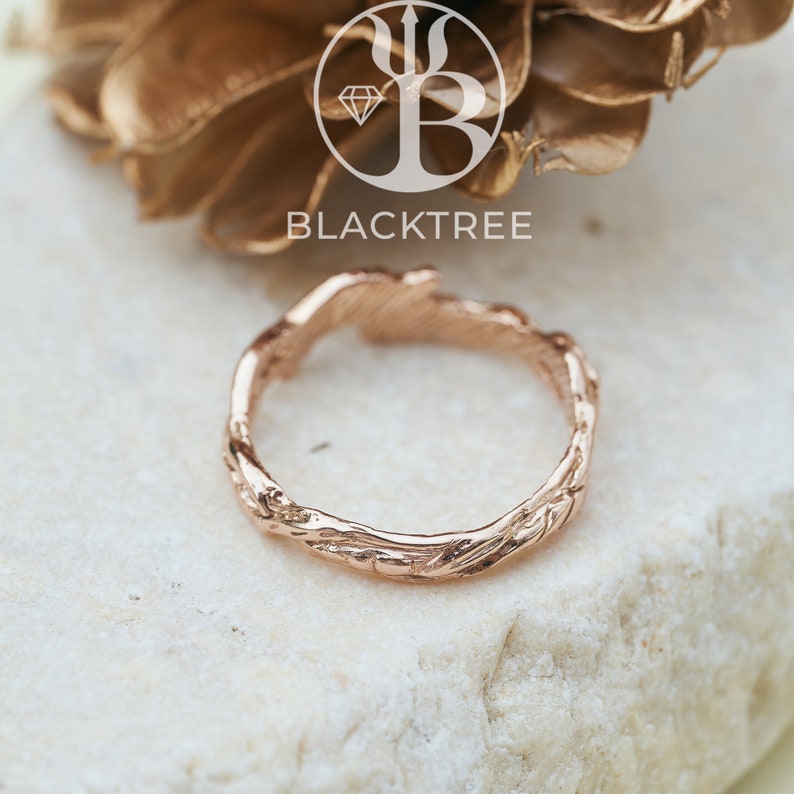 14K Gold Engagement Ring Luna Gold Leaf Ring Vine Branch Promise Ring Twig Wedding Band Statement Boho Ring Botanical Anniversary Ring image 5