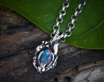 Boulder Fire Opal Pendant "Liane" | Boulder Opal necklace | Opal Jewelry | Antique Pendant | Sterling Silver necklace | October Birthstone