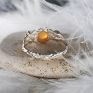 Peach Moonstone Engagement Ring Sue Moonstone ring Sterling Silver ring Rings for women Twig Ring Flower Ring Nature Ring image 6