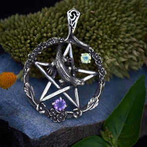 2 Silver Tone Witch Moon Charms Magic Craft Crafting Metal Pendant 1.6  Inch