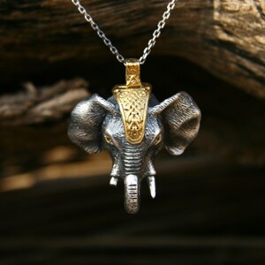 Elephant pendant for men with 2 Yellow Tourmaline Lord Ganesh Sterling Silver pendant for women Elephant Necklace for women zdjęcie 2