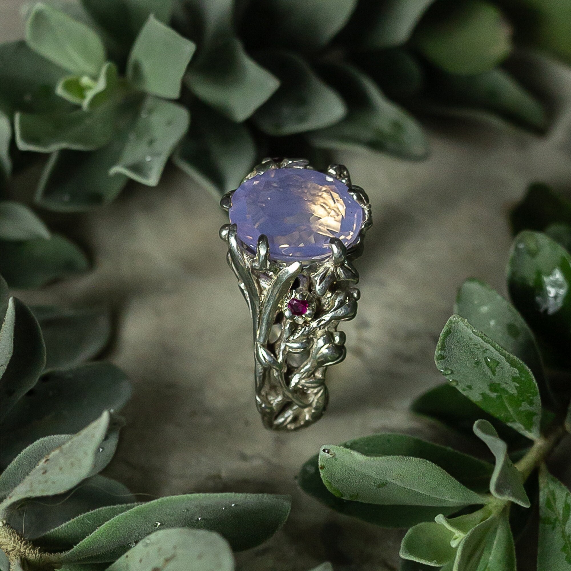 Violet Amethyst Aura Ring Gold Vermeil / 9 - 14K Yellow Gold Vermeil - Spiritual Fine Jewelry - AWE Inspired