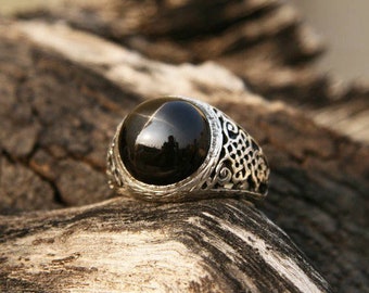 Indian Black Star Diopside Ring "Black Astra" | Mens ring | Rings for women | Statement ring | Sterling Silver ring |  Black Stone ring