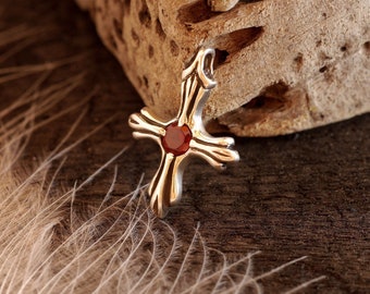Silver Cross Necklace Patonce Silver Garnet Pendant | Gemstone Necklace  | Spiritual Pendant | Christian Necklace | Religious Cross Pendant