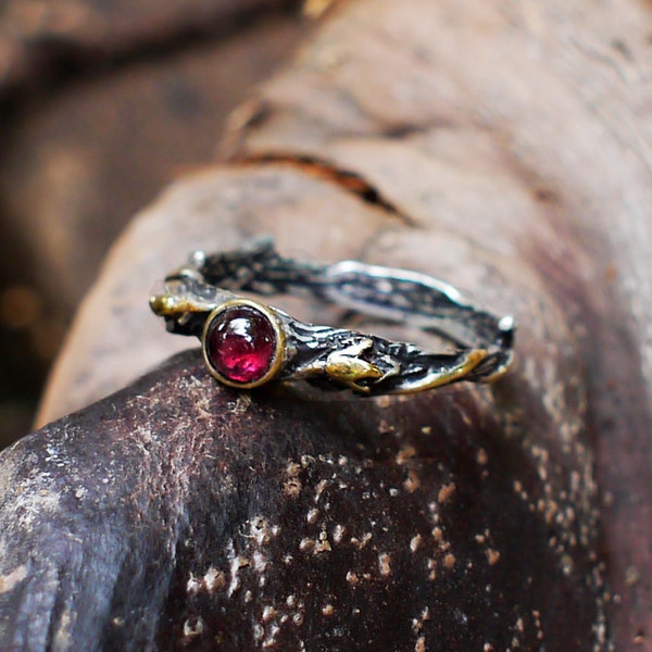 Bague Grenat Rouge pour femme "Emmy" | Bague de fiançailles grenat | bague vintage | Bague Grenat Argent | Bijoux grenat | Bague délicate