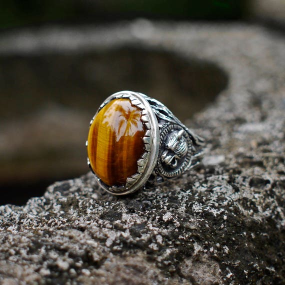 Gold Oval Tiger Eye Ring For Men | Classy Men Collection