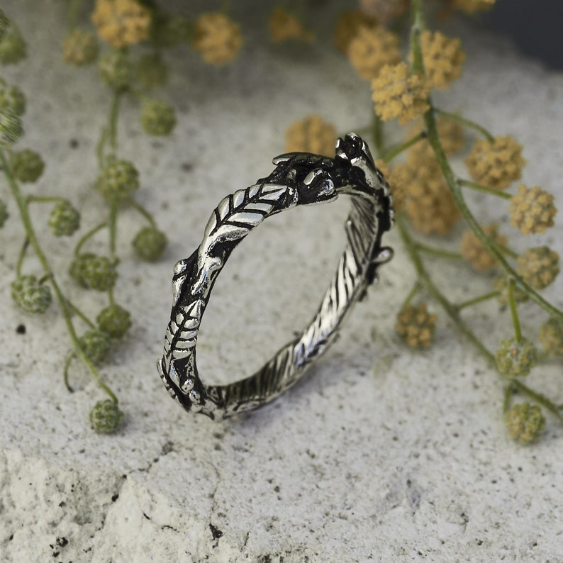 Ehering für Frauen Mona Eheringe für Frauen Damen Ehering Sterling Silber Ring für Sie Zweigring Blumen Ring Bild 1