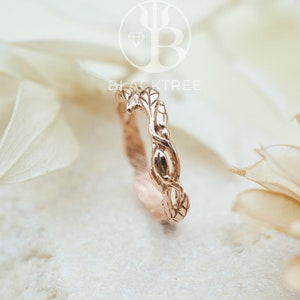 14K Gold Engagement Ring Luna Gold Leaf Ring Vine Branch Promise Ring Twig Wedding Band Statement Boho Ring Botanical Anniversary Ring image 4