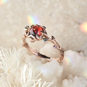 Garnet Ring Rose Gold Glory Rose Gold Engagement Ring for women Rose Gold Ring Rose Gold Wedding Ring 14K Gold ring Garnet ring image 5