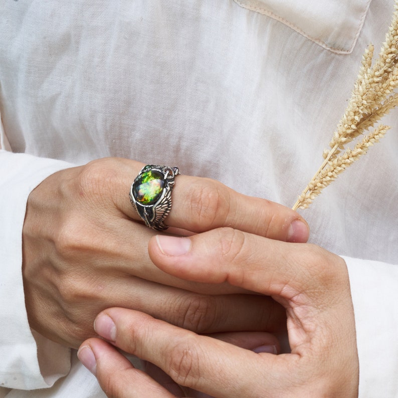 Ammolite Ring for Women & Men Ring Phoenix Etsy