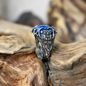 Lapis Lazuli ring "Owl" | Owl Ring | Vintage Ring | Celtic Ring | Celtic jewelry | Lapis Lazuli jewelry | Statement ring | Rings for women