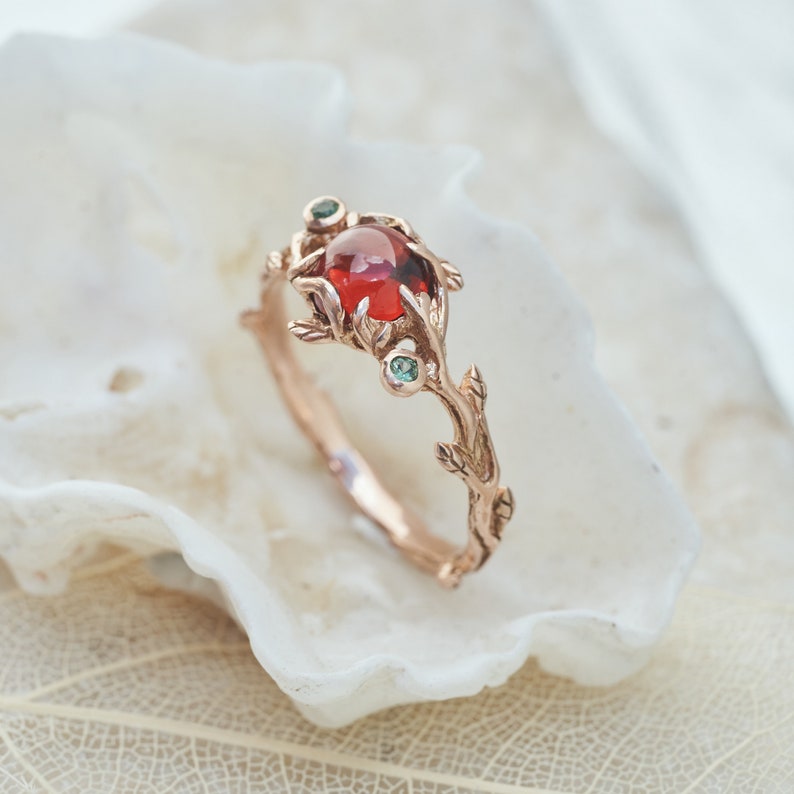 Garnet Ring Rose Gold Glory Rose Gold Engagement Ring for women Rose Gold Ring Rose Gold Wedding Ring 14K Gold ring Garnet ring image 3