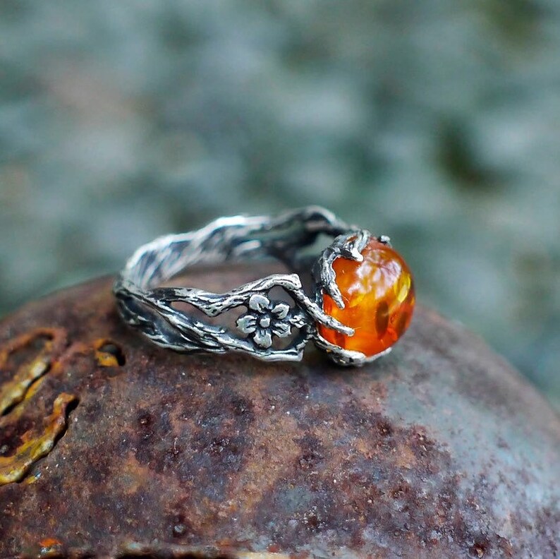 Amber Ring 'May' | Antique rings | Rings for women | Amber jewelry | Sterling silver ring |  Boho jewelry | Bohemian ring |  Engagement ring 