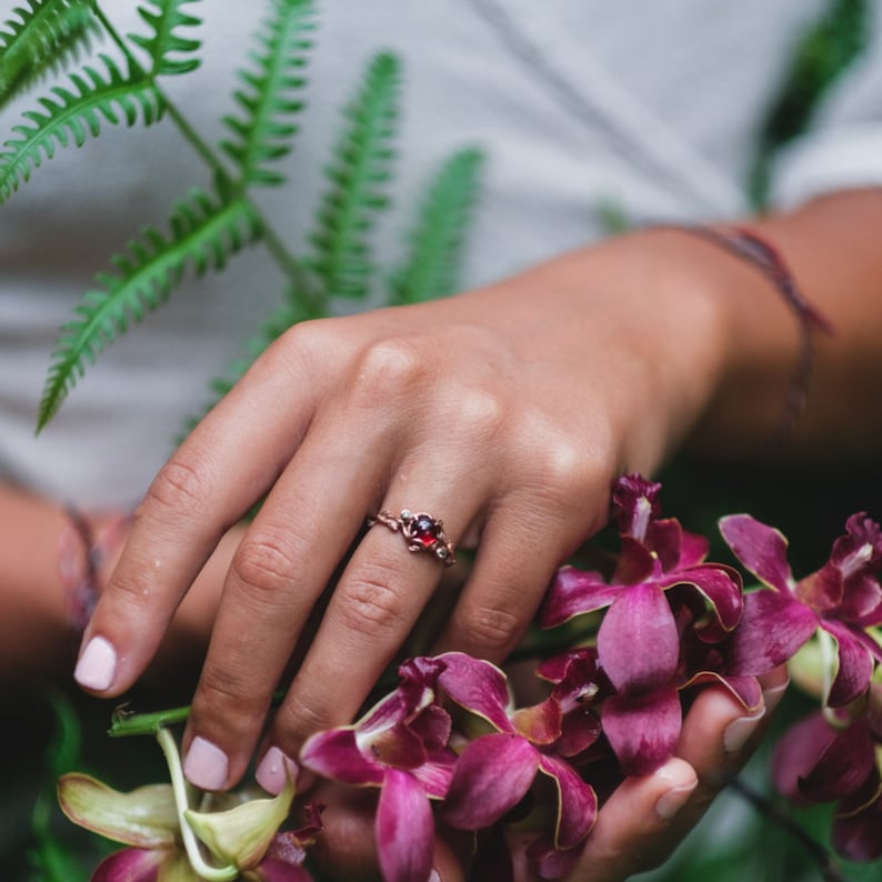 Garnet Ring Rose Gold Glory Rose Gold Engagement Ring for women Rose Gold Ring Rose Gold Wedding Ring 14K Gold ring Garnet ring image 10